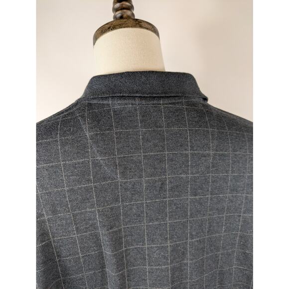 Arrow Mens Large Polo Shirt Collar Golf Casual Short Sleeve Dark Gray 2 Button - Picture 8 of 9